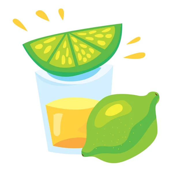 Vector Illustration Colorful Sticker Mexico Theme Vector Limes Glass Tequila — Stock Vector
