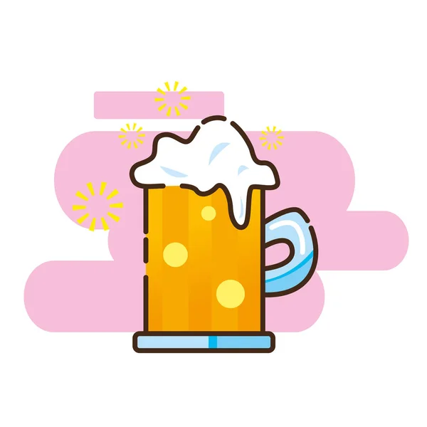 Colorful Vector Illustration Sticker Party Card Invitation Cute Beer Glass — Stock Vector