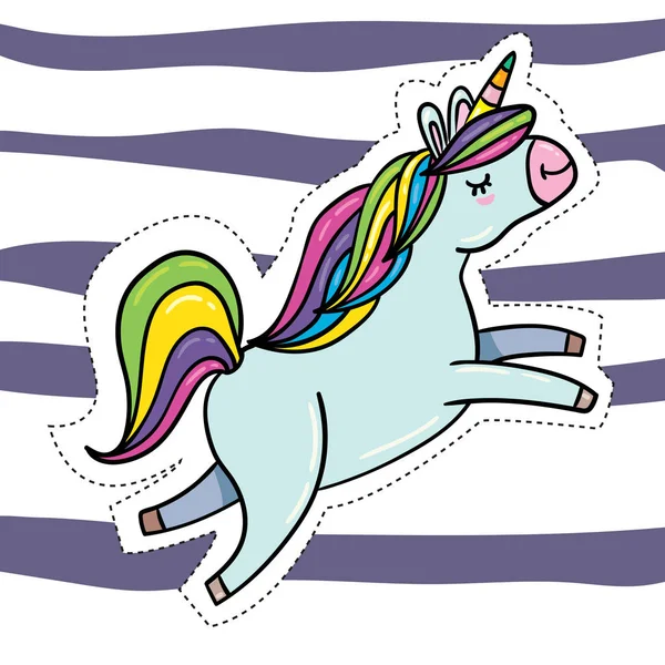 Kleurrijke Vector Sticker Vintage Stijl Vectorillustratie Van Magische Unicorn Sticker — Stockvector