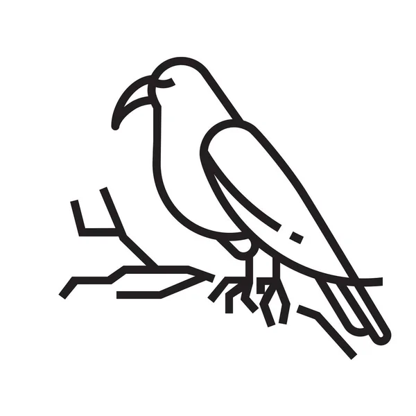 Bird icon in line and pixel perfect style. Bird is sitting on branch. — 스톡 벡터