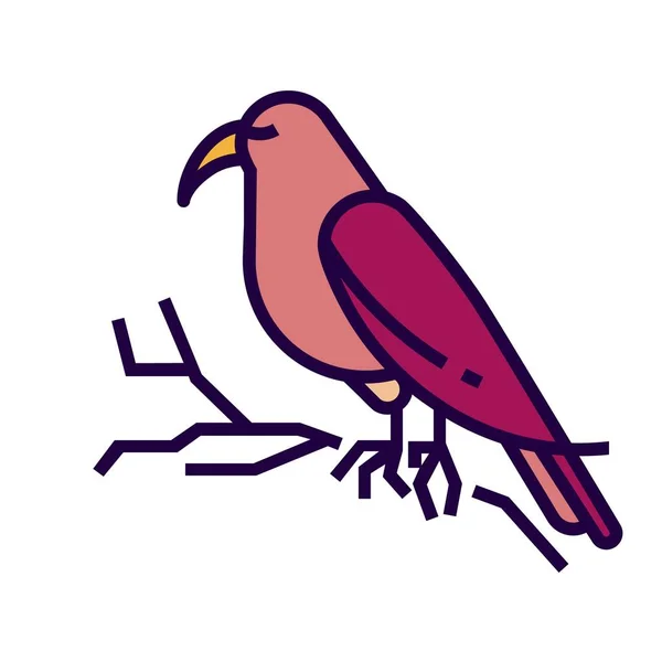 Ícone de pássaro em estilo plano e pixel perfeito. Bird está sentado no ramo . —  Vetores de Stock