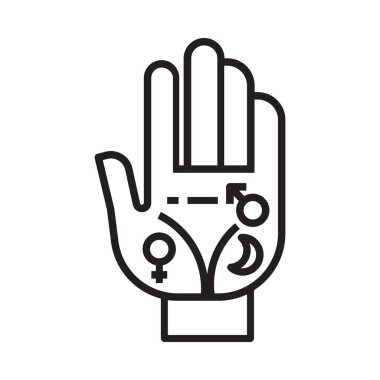 El yazısı simgesi ve piksel mükemmel şekilde. Tarot kartları veya oyun web tasarımı için astroloji el sembolü.