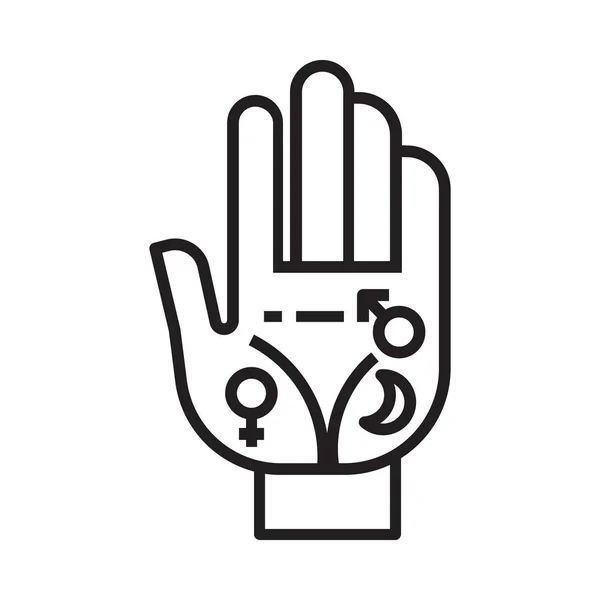 Palmistry icon in line and pixel perfect style. Astrology hand symbol for tarot cards or game web design. — Stock Vector