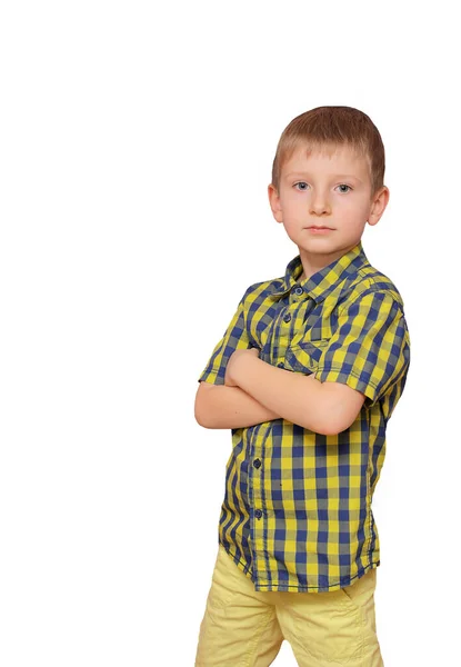 Cute Boy White Background Studio Photo — Stock Photo, Image