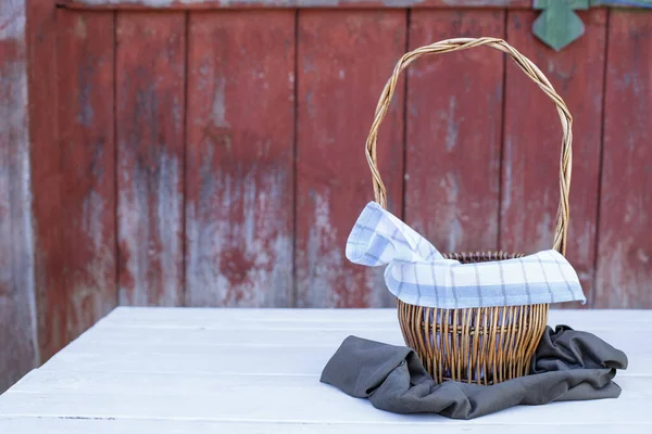 Lege Mand Een Houten Tafel Rustieke Stijl — Stockfoto