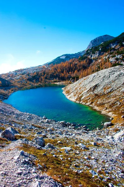 Danau Terbesar Lembah Triglav Lakes Musim Gugur Slovenia — Stok Foto