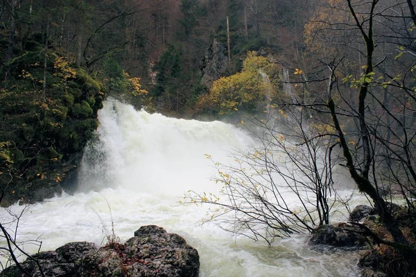 Stort Vattenfall Efter Regn Bohinj Slovenien — Stockfoto