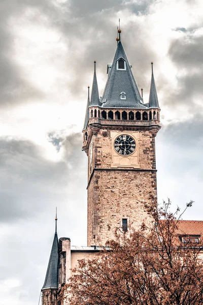 Ayuntamiento Praga Desde Lado Día Nublado — Foto de Stock
