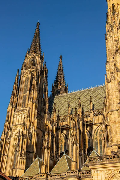 Front Two Towers Vitus Cathedral — Stock Photo, Image