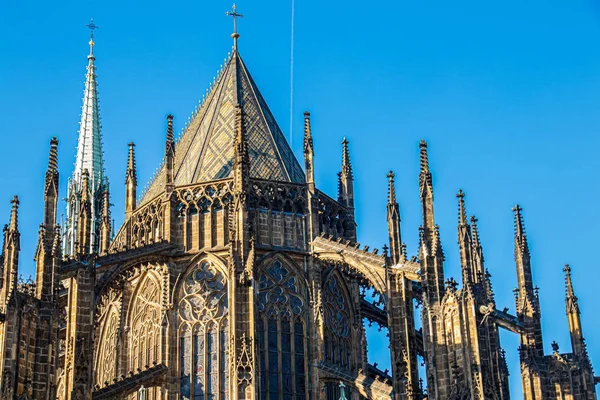 Muitas Pequenas Torres Vitus Cathedra Lado Trás — Fotografia de Stock