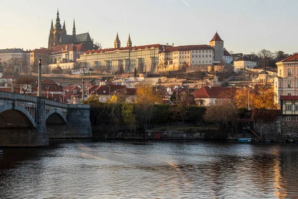 Rivier Vltava Met Kasteel Praag — Stockfoto