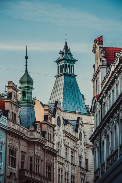 Cartoon Rooftops Street Prague City — Stock Photo, Image