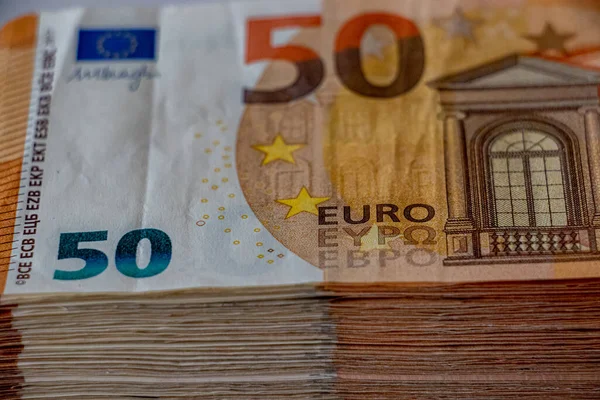 Pack Fifty Euro Note Close — Stock Photo, Image