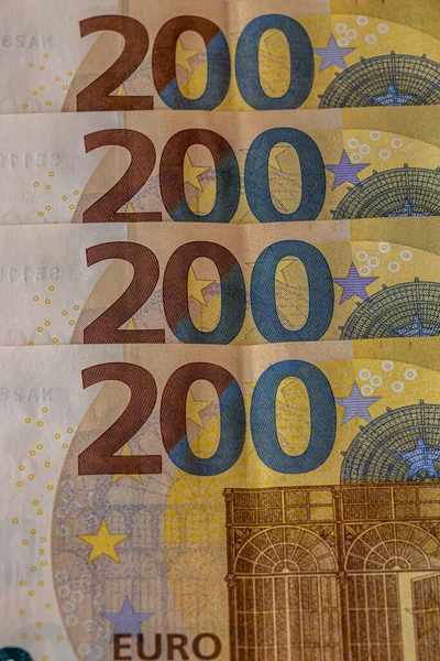 200 Euro Notes Stacked Table — Stock Photo, Image