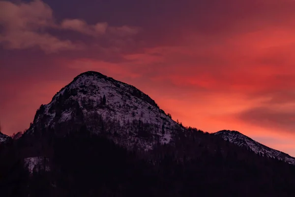 Červená Barva Oblohy Údolí Bohinj — Stock fotografie