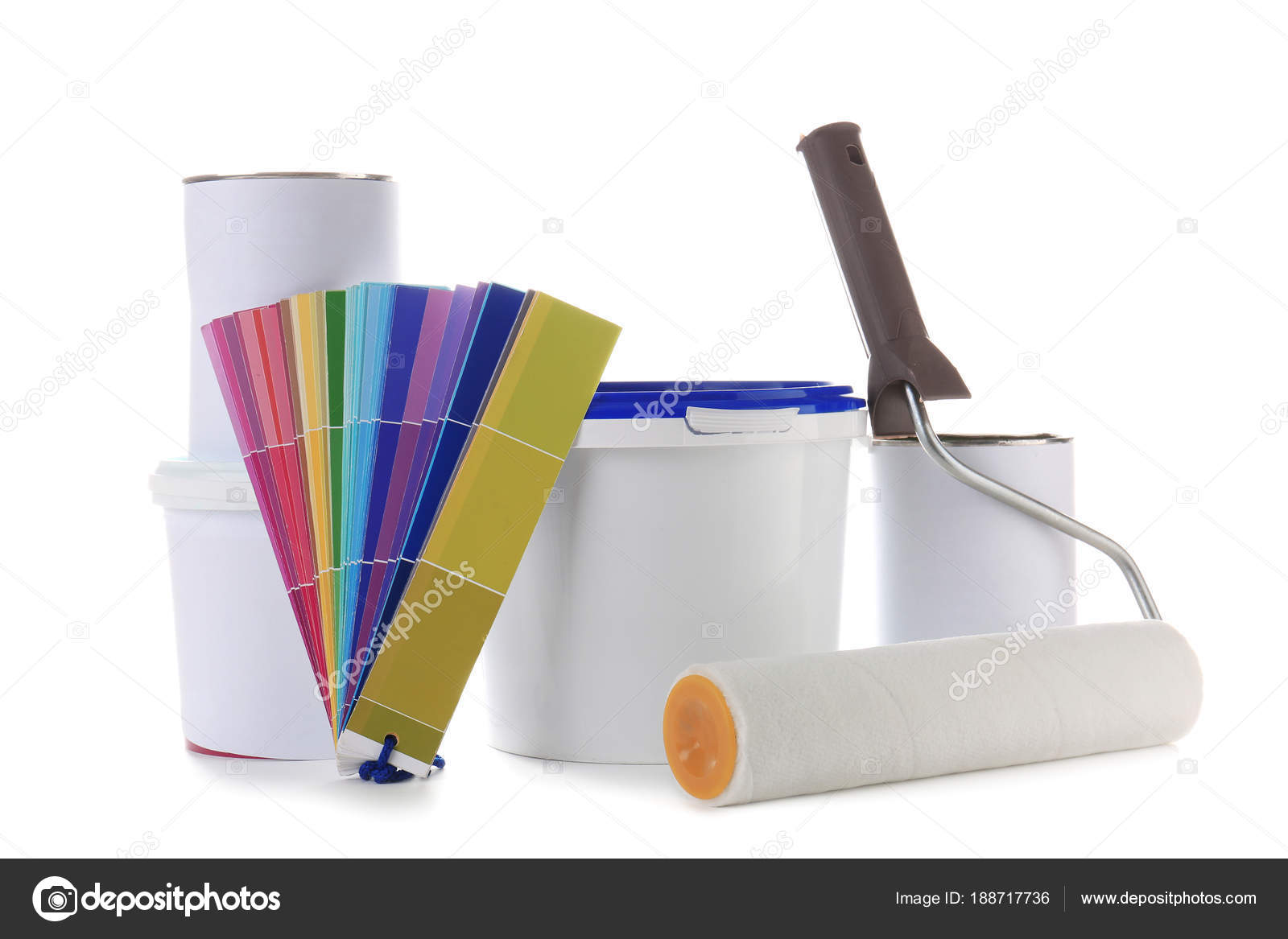 Pots De Peinture Les échantillons De Palette De Couleurs Et Brosse