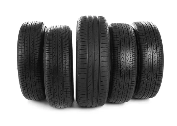 Car tires on white background — Stock Photo, Image