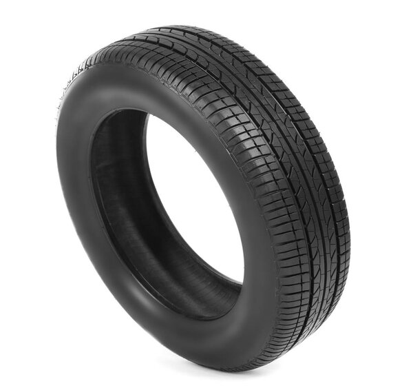 Car tire on white background