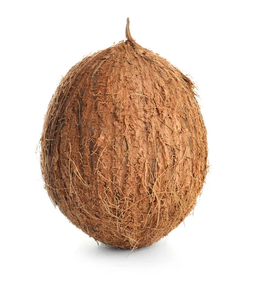 Ripe whole coconut on white background — Stock Photo, Image