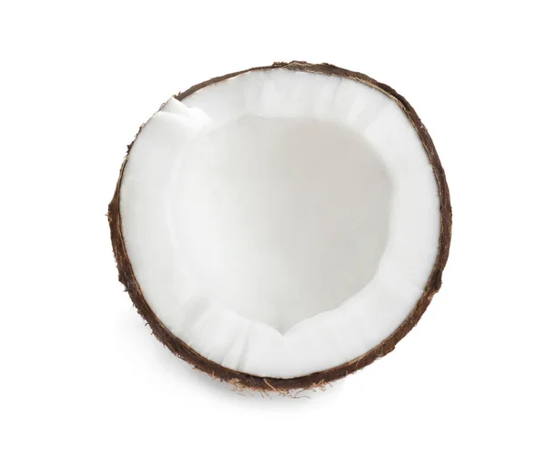De helft van de kokosnoot op witte achtergrond — Stockfoto