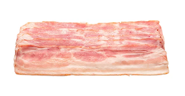 Bacon cru no fundo branco — Fotografia de Stock