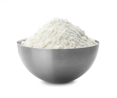 Beyaz zemin üzerine un kase