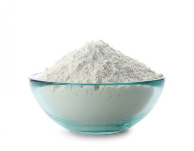 Beyaz zemin üzerine un kase