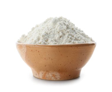 Beyaz zemin üzerine un kase