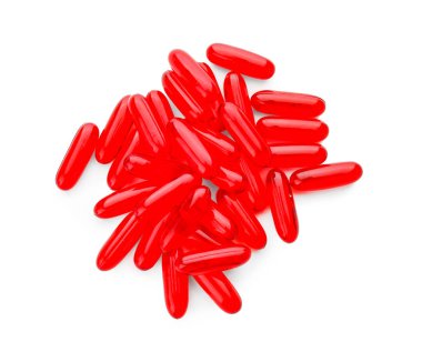 Beyaz arka plan şeffaf kırmızı hapları