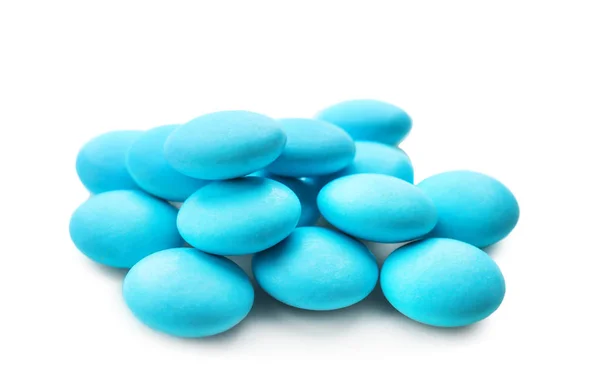 Pastillas azules sobre fondo blanco — Foto de Stock