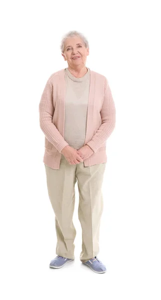 Mujer mayor sobre fondo blanco — Foto de Stock