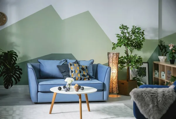 Living room interior with comfortable sofa — Stock Photo, Image