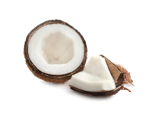 Rijp kokosnoot op witte achtergrond — Stockfoto