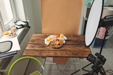 Gıda çekim için profesyonel ekipman ile fotoğraf stüdyosu