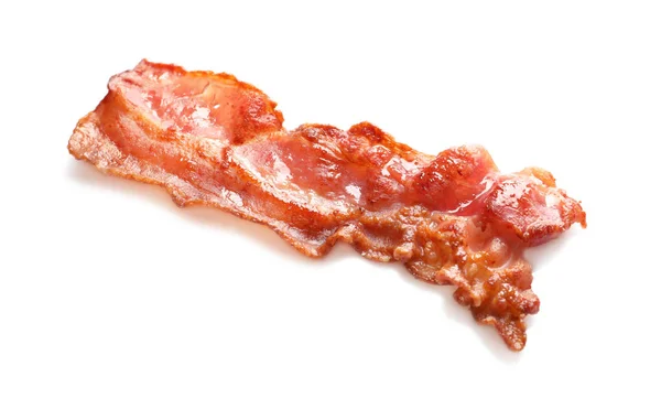 Bacon frito no fundo branco — Fotografia de Stock