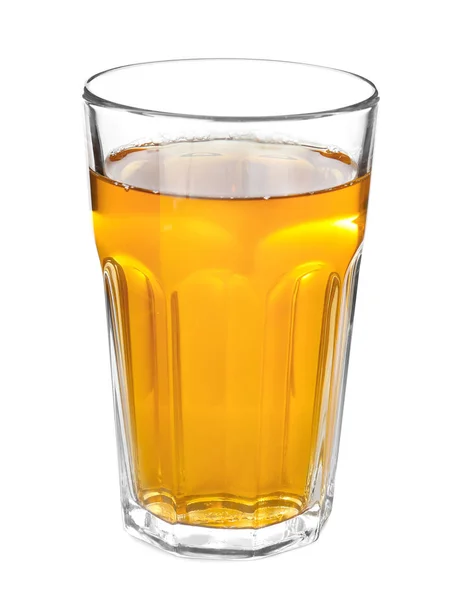 Verre de jus de pomme frais sur fond blanc — Photo