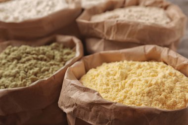 Un, closeup farklı tipleri ile kağıt torbalar