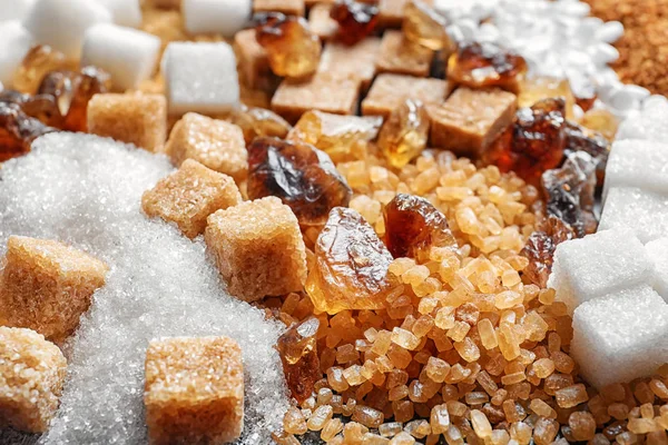 Diferentes tipos de açúcar, close-up — Fotografia de Stock