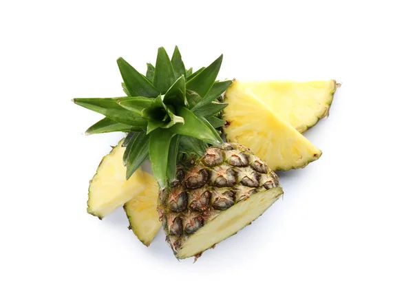 Cut fresh pineapple on white background — Stock Photo, Image