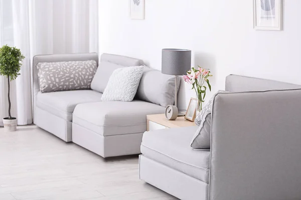 Stilig stue innvendig med sofa – stockfoto