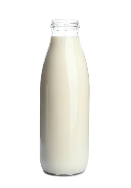 Botella de leche sobre fondo blanco — Foto de Stock