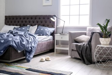 Şık odası iç rahat yatak