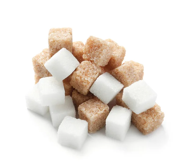 Различные виды сахара на белом фоне — стоковое фото
