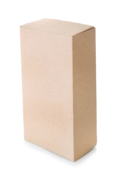 Boîte en carton sur fond blanc — Photo