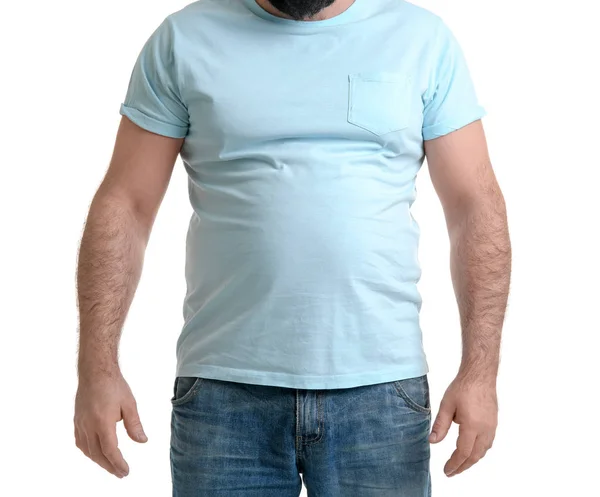 Υπέρβαρο άτομο σε λευκό φόντο — Φωτογραφία Αρχείου