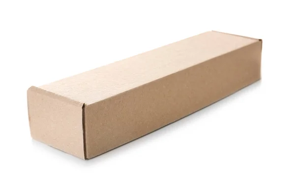 Caixa de papelão no fundo branco — Fotografia de Stock