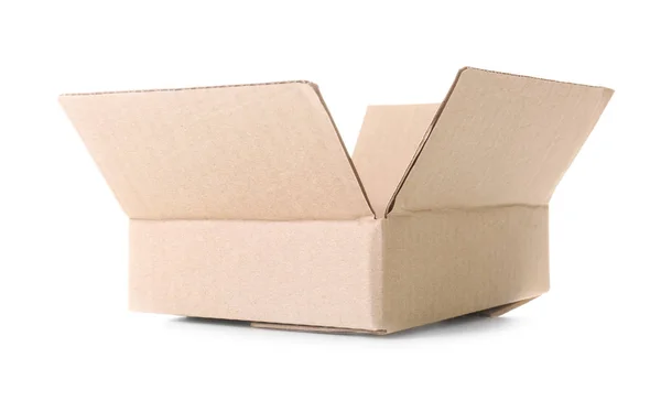 Open empty cardboard box on white background — Stock Photo, Image