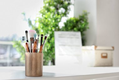 Makyaj fırçaları tablo ile sahibi