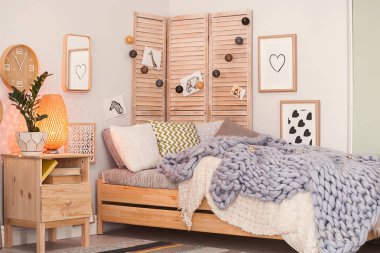 Ekose modern oda iç ile rahat yatak