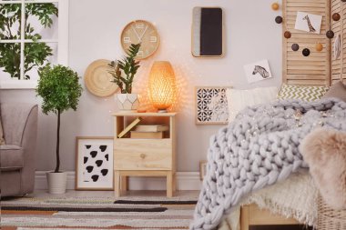 Ekose modern oda iç ile rahat yatak